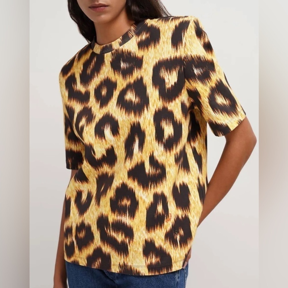 NWT The Attico Animalier Print Bella T Shirt with Padded Shoulders Size Medium